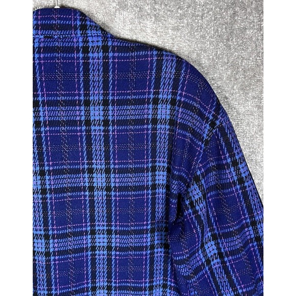 Vintage Liz Claiborne Wool Blend Blue Plaid Double Breasted Blazer Womens Size 8 - Picture 10 of 16
